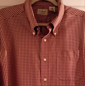 L.L.Bean Mens Cotton Plaid Outdoor  Cowboy Western Rodeo Cabin Button Down Shirt